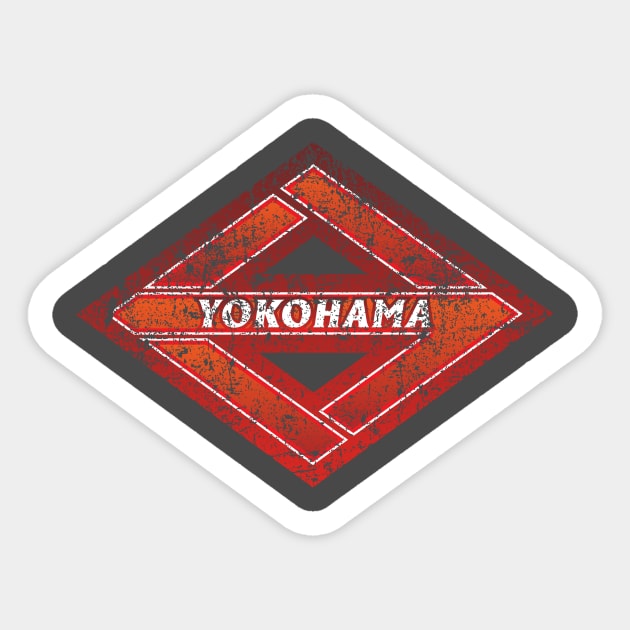 Yokohama Municipality Japanese Symbol Distressed Sticker by PsychicCat